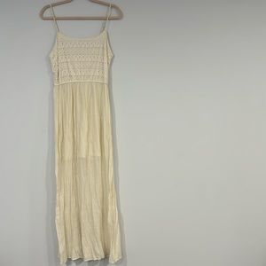 Poetry Size L Maxi dress w liner and crochet top, adjustable straps and light